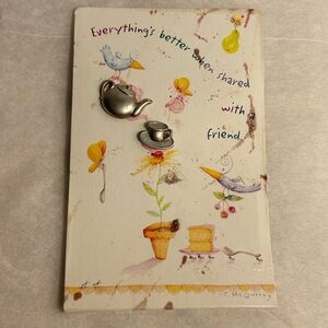 Vintage Hallmark pin set teapot and teacup figurine pins friendship brooch